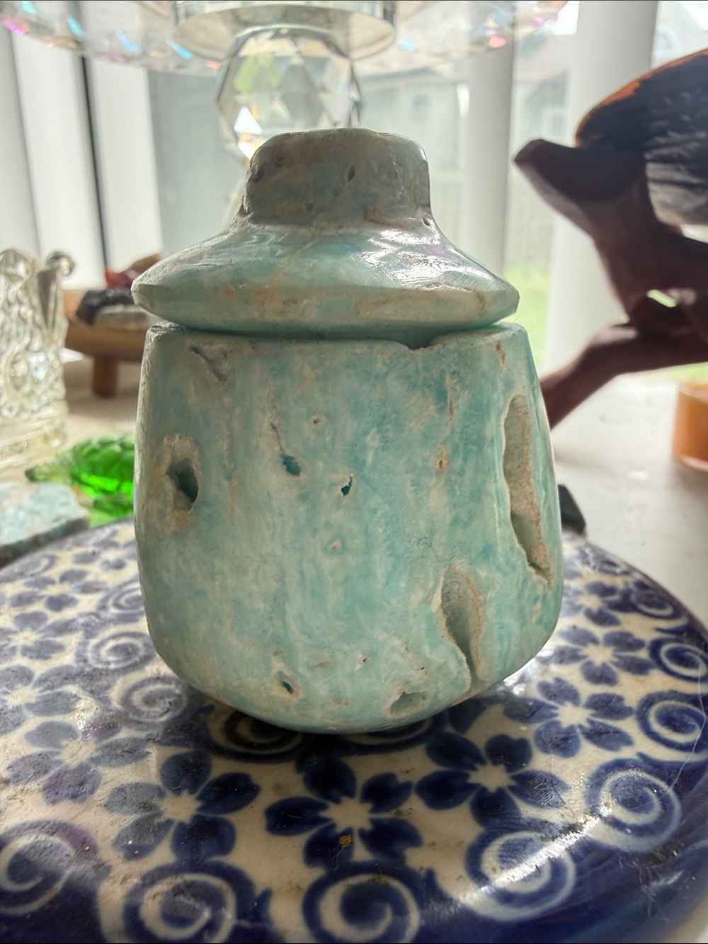 Striking blue Aragonite Blue Aragonite 
Highly valued in the Crystal healing